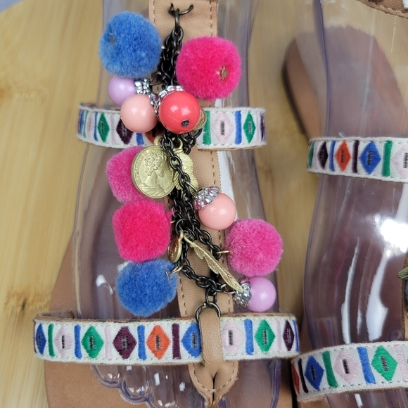 Mix No 6 Pompom Boho Fun Colorful beach comfy lightweight sandal Size 8‎ Women - Picture 12 of 14